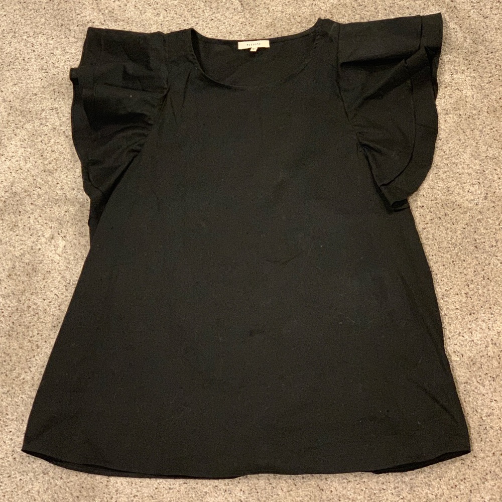 Black Ruffle Sleeve Tank Blouse